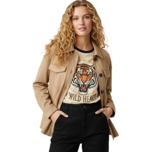 Philosophy Faux Suede Camel Shacket Jacket NWOT